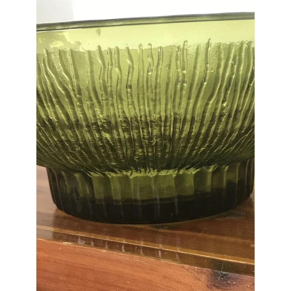 FTD Soreno Round Green Floral Bowl‎ Candy Dish - 1975 Vintage